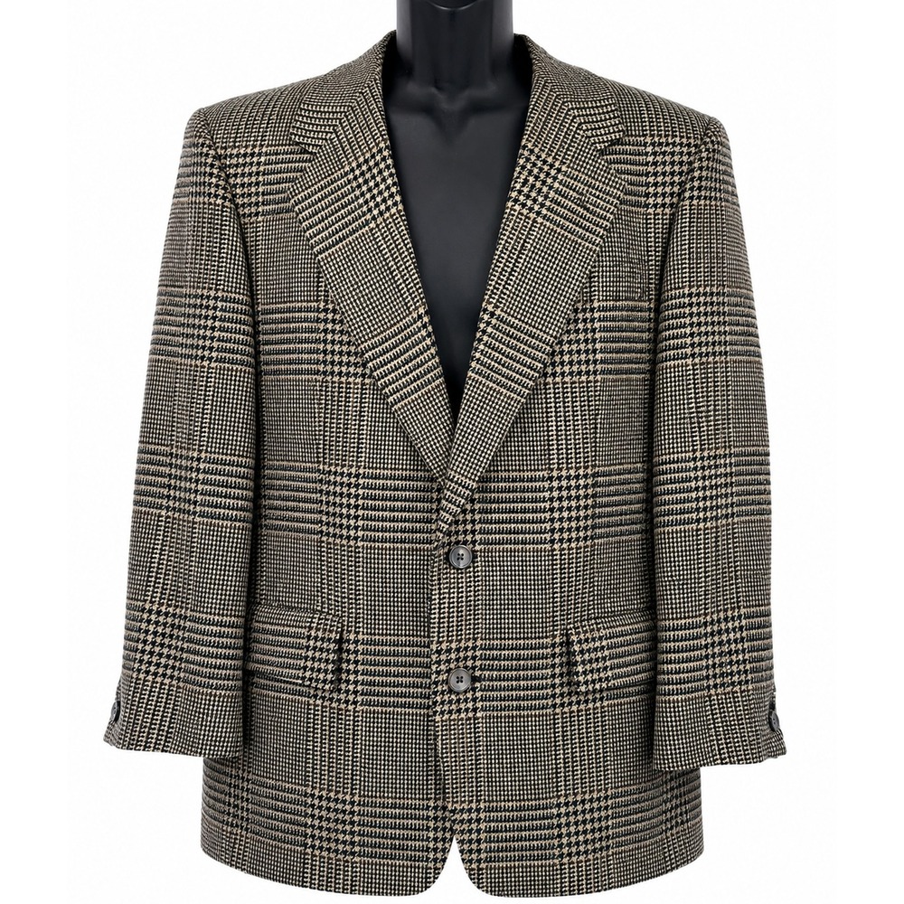 Hart Schaffner Marx Men's Single Breasted Blazer Size 40S Brown Plaid Wool